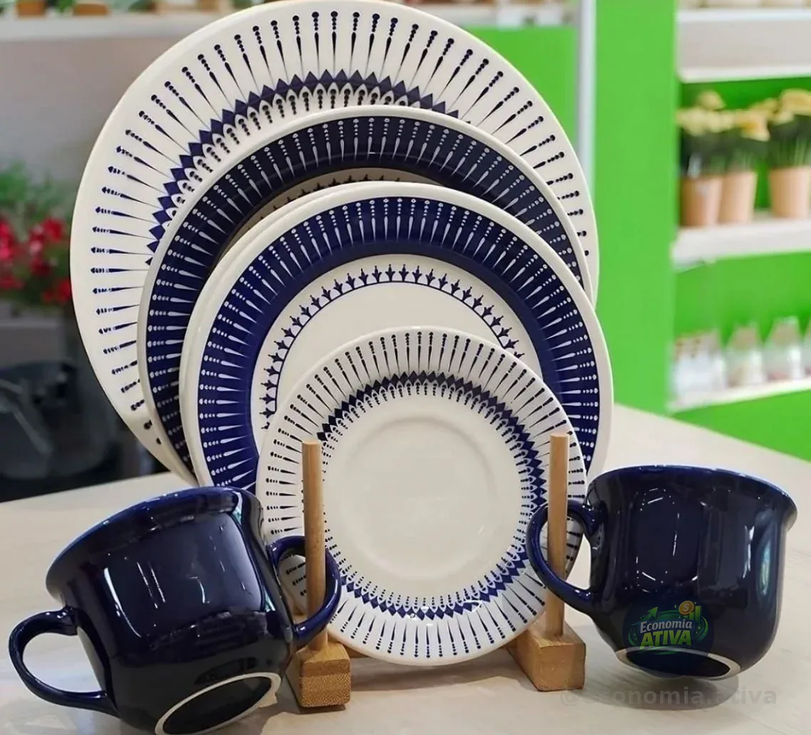 Aparelho De Jantar E Chá 20 Peças Donna Colb Azul