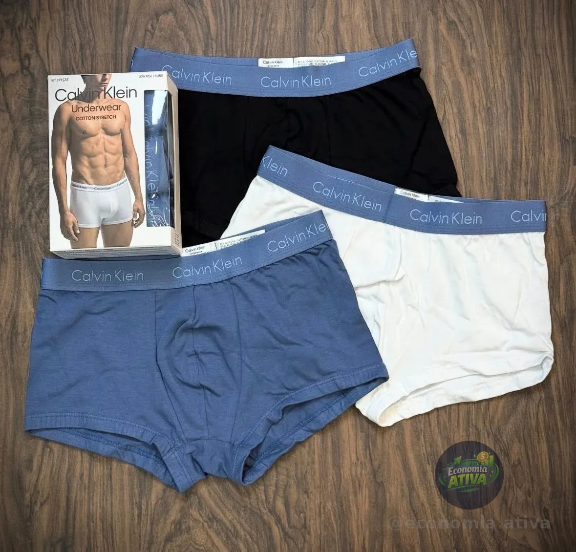 Kit 4 Cuecas Trunk Calvin Klein Azul-marinho Liso M