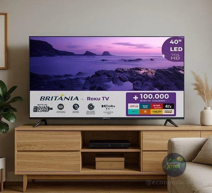 Smart TV 40” Britânia Led Full HD Dolby Áudio Roku Tv