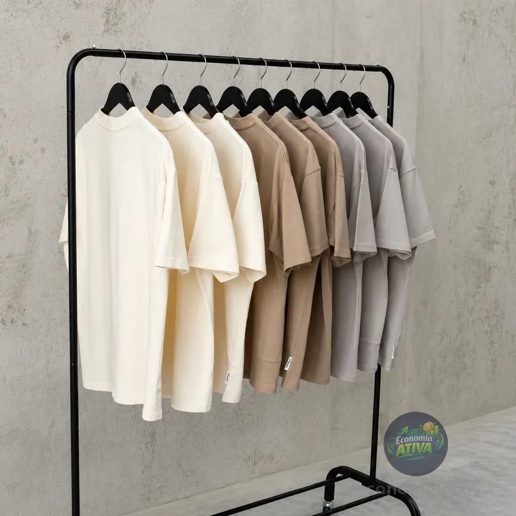 Kit 4 Camisas Básicas Lisa 100% Algodão