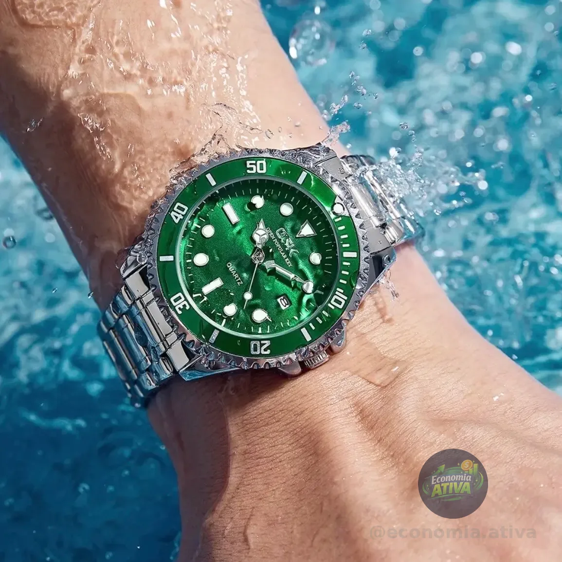 Opk Relógio Masculinos Verde Aço 8118