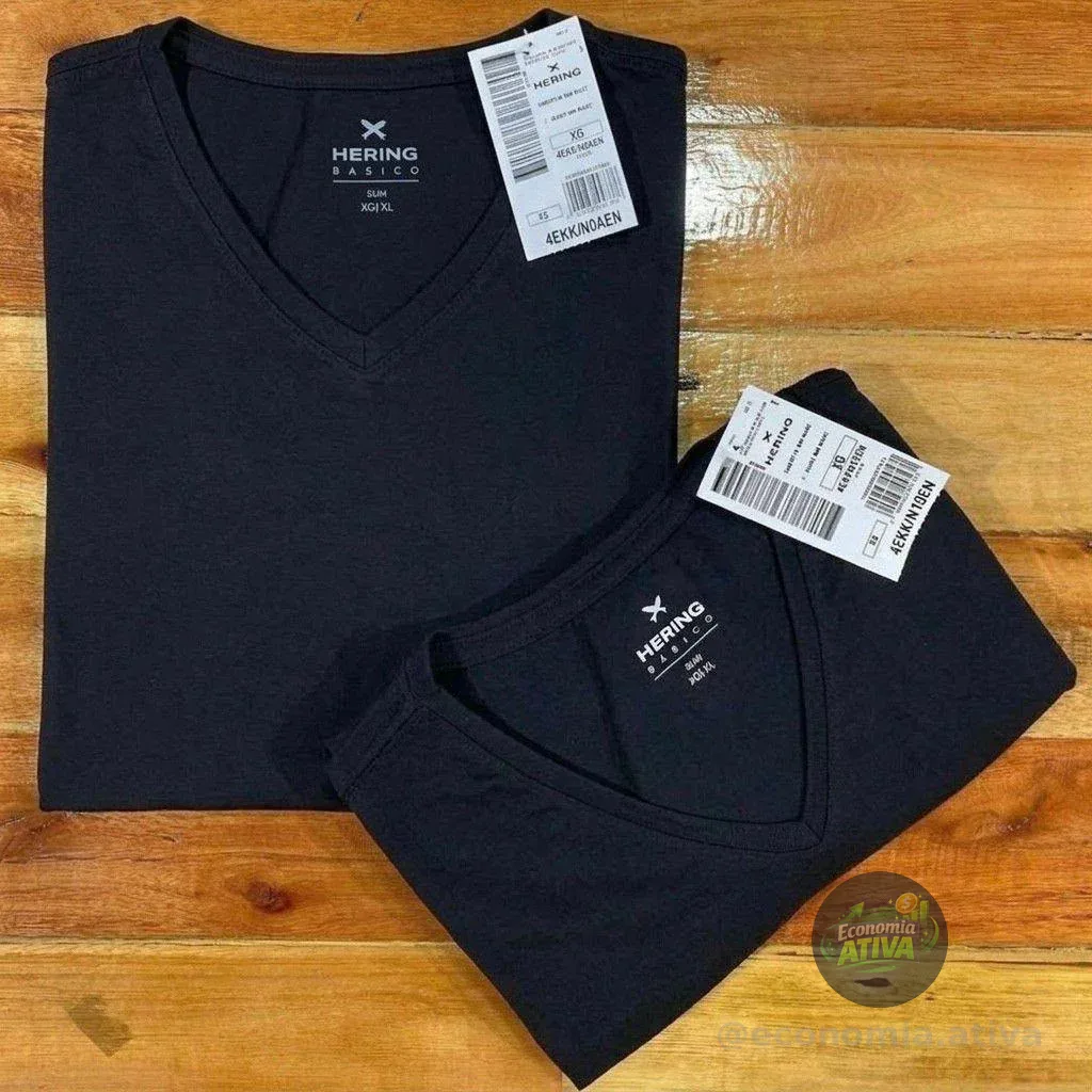 Kit 3 Camisetas Slim Gola V Hering