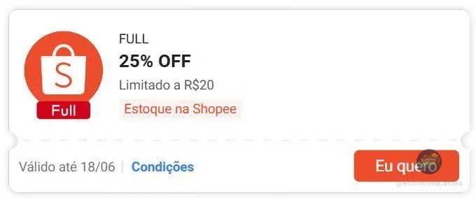 Cupom renovado Shopee