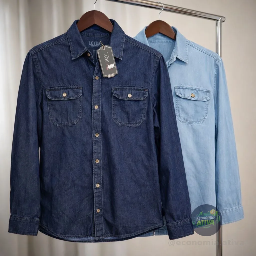 Camisa Jeans Masculina Social Slim
