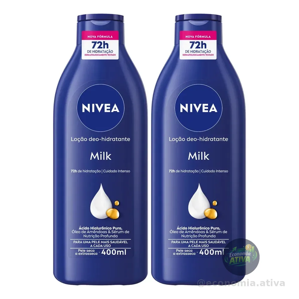 KIT 2 Loção Nivea Body Milk Hidratante Pele Seca Extrasseca Neutra
