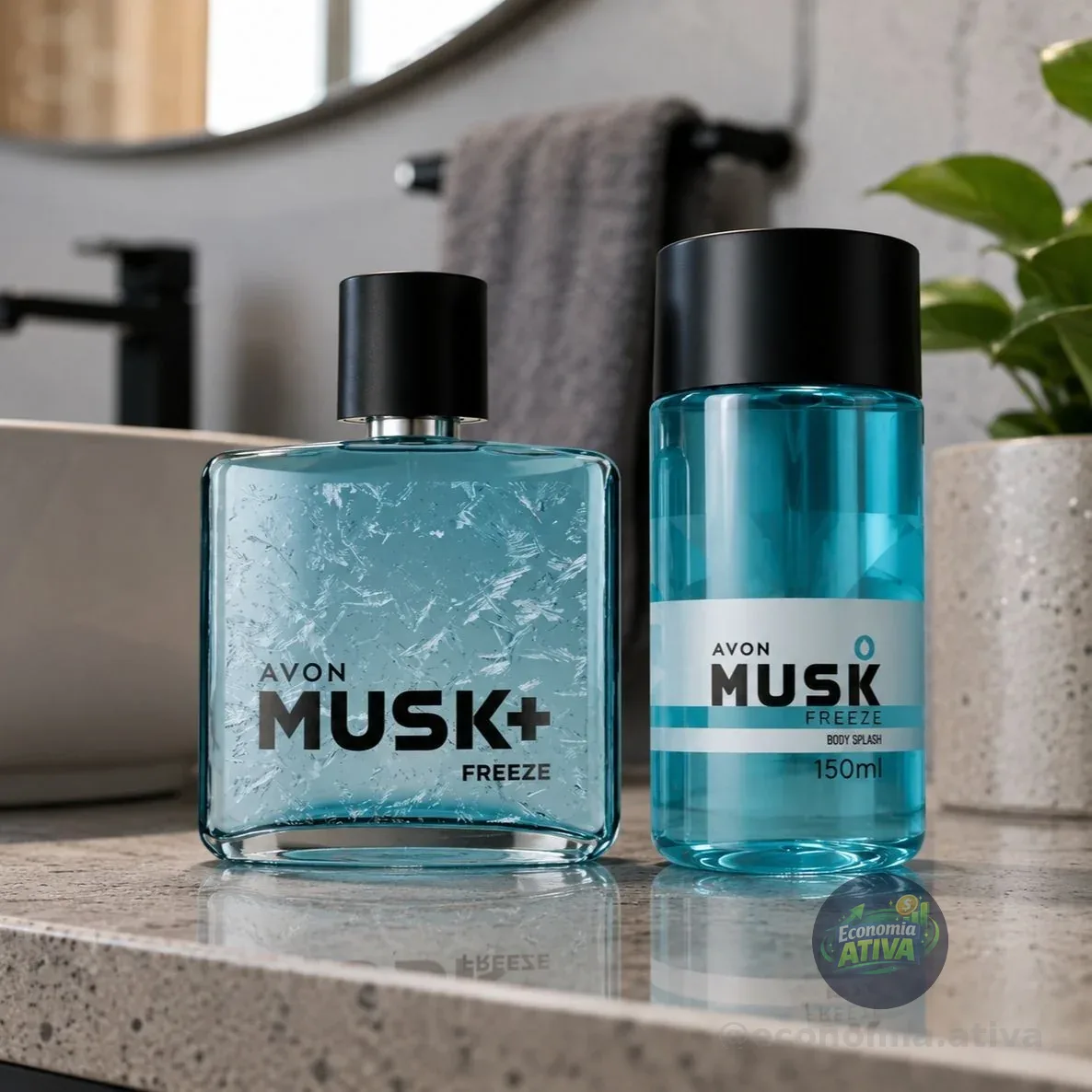 Kit Musk Freeze • Deo Colônia Musk+ Freeze 75ml • ⁠Body Splash Musk Freeze 150ml