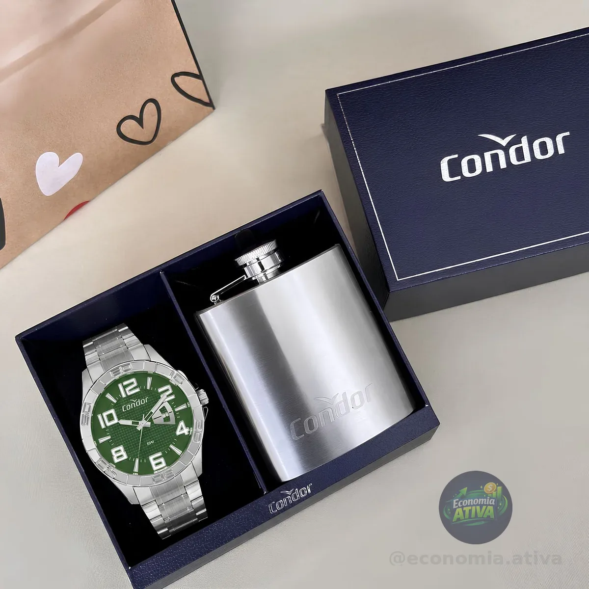 Kit Relógio Condor Masculino Prata