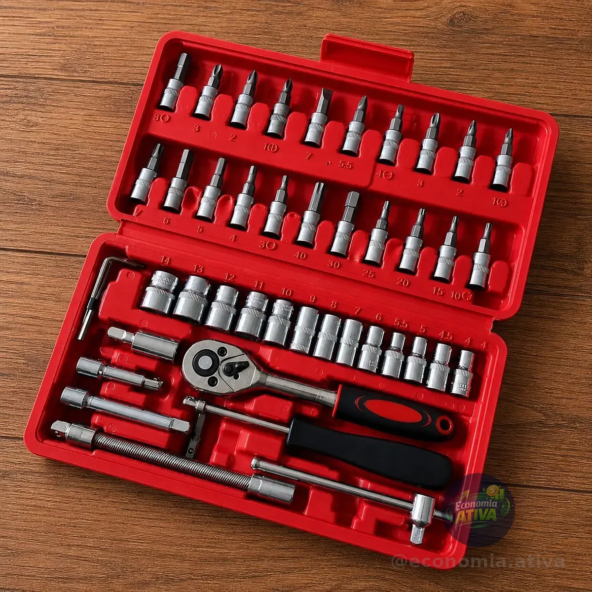 Kit 46 Peças Jogo De Chave Catraca Soquete