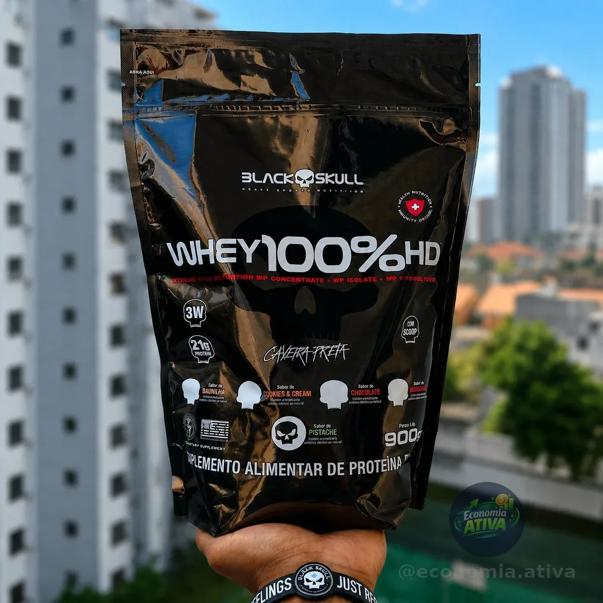 Whey 100% HD Refil Black Skull 900g