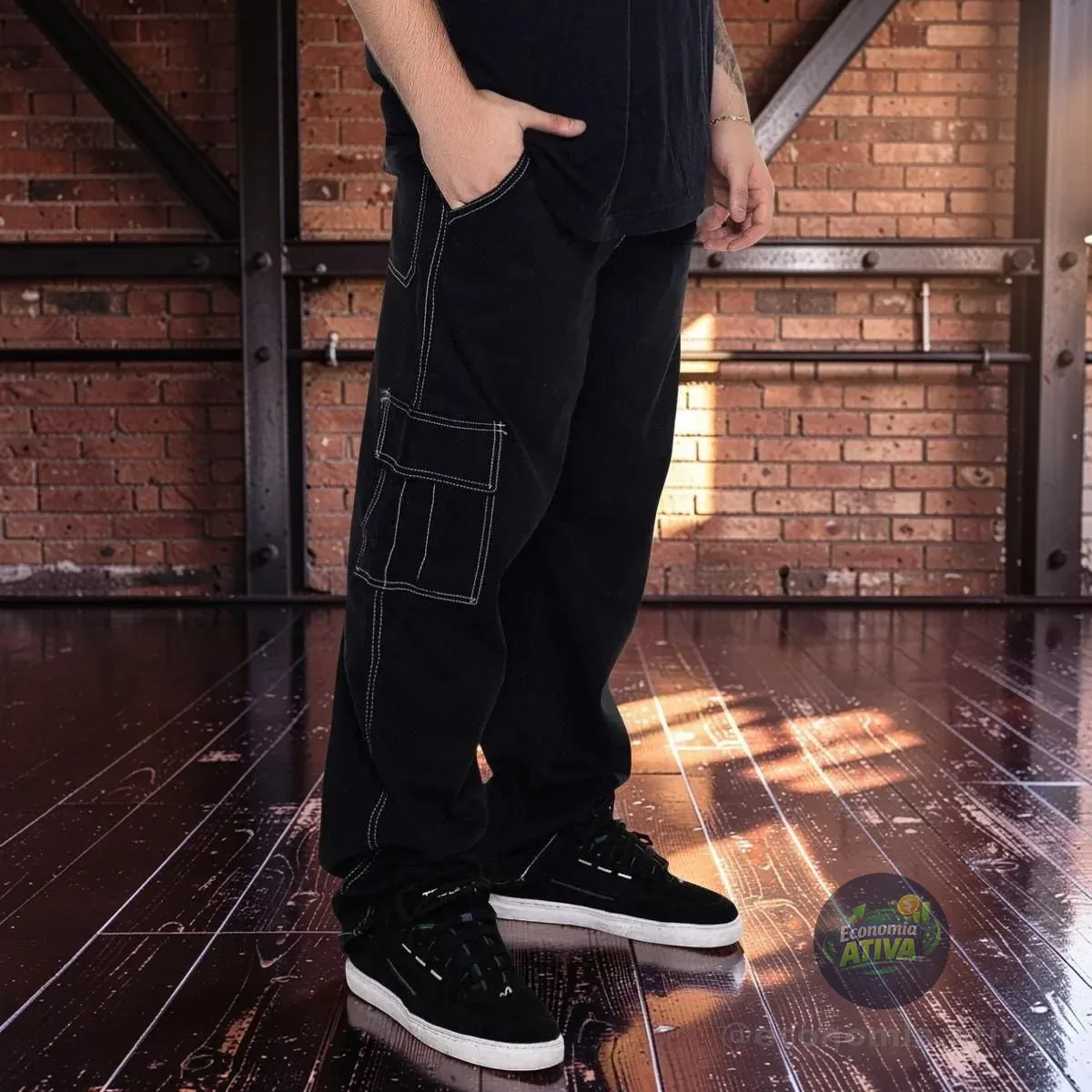 Calça Cargo Sarja 100% Algodão