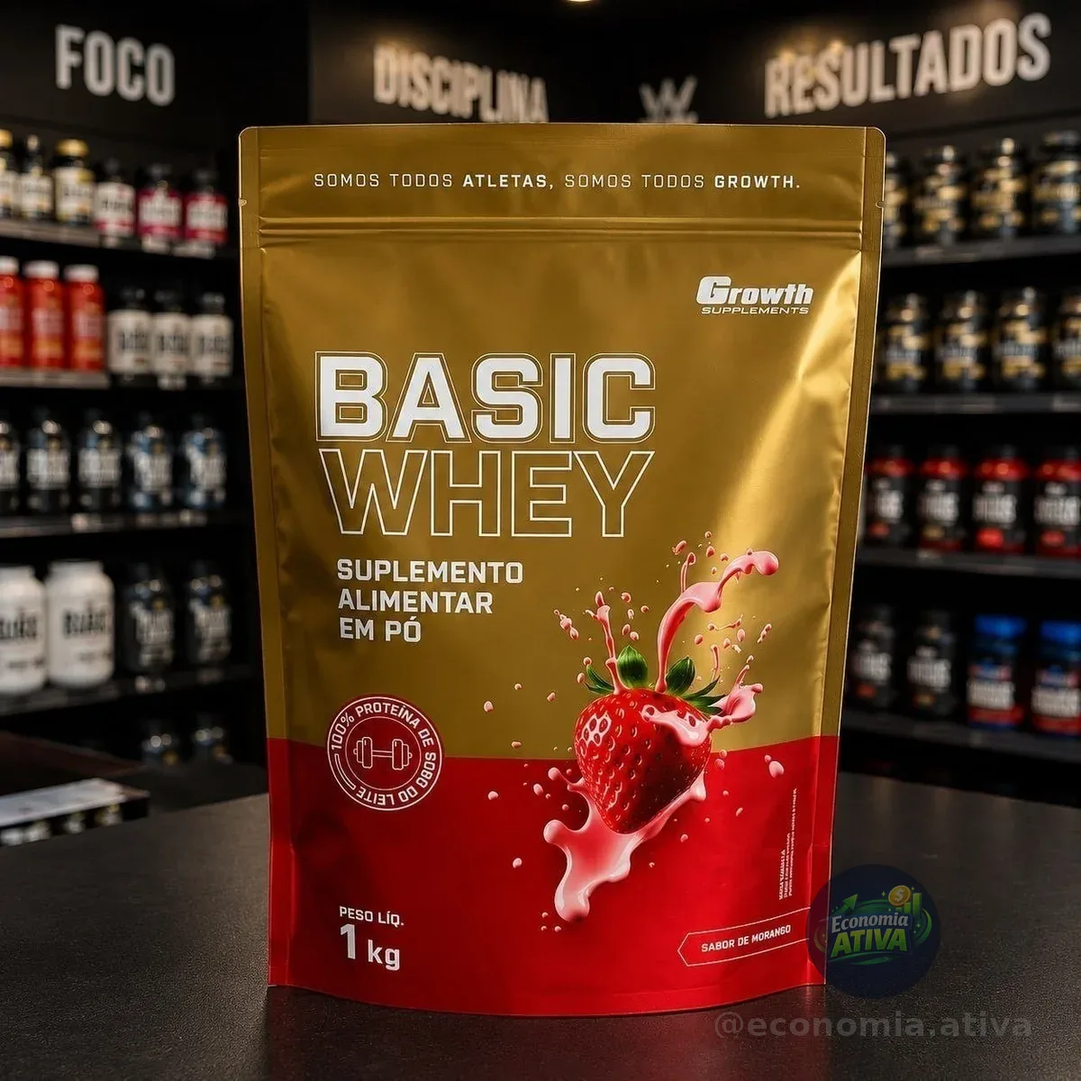 Basic Whey 1kg Growth Morango