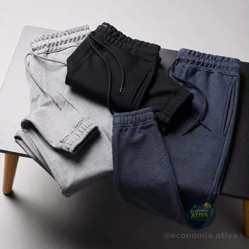 Kit 3 Calça Moletom Jogger com Bolso