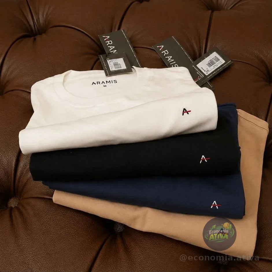 Kit 2 Camisetas Aramis Basic Lisa (P, M, GG e GGG)