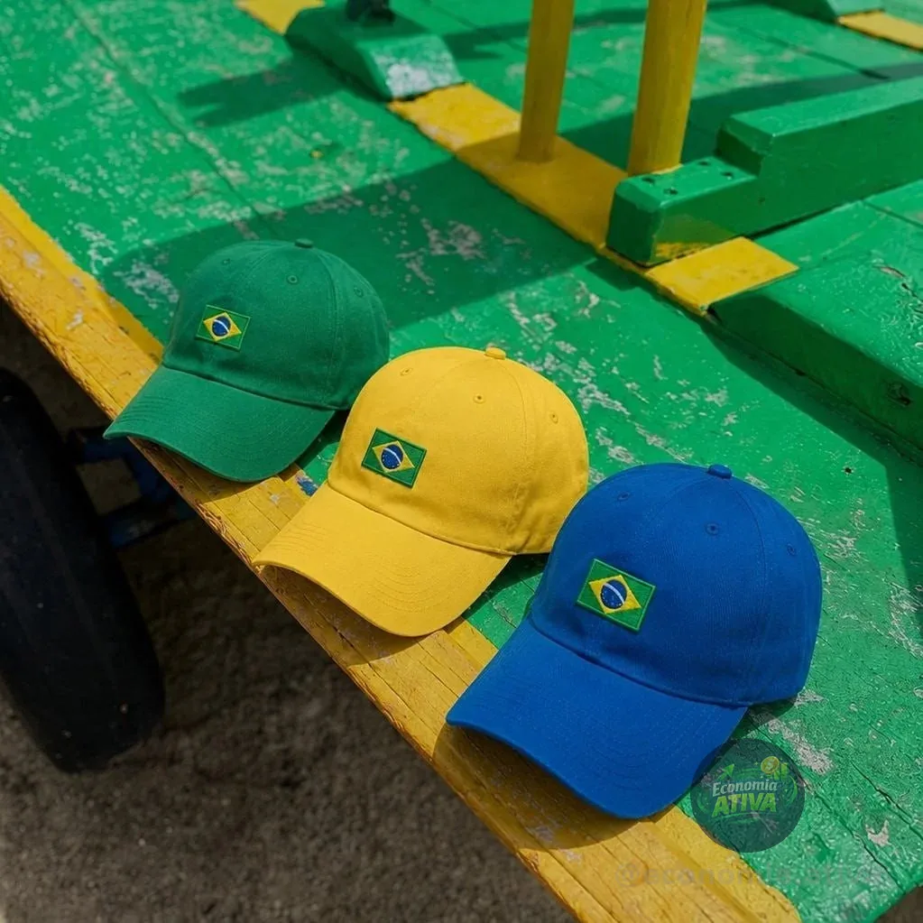 Kit 3 Bonés Brasil Bandeirinha Unissex