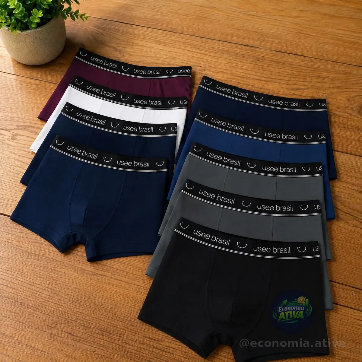 Kit 10 Cuecas Boxer Algodão Usee Brasil