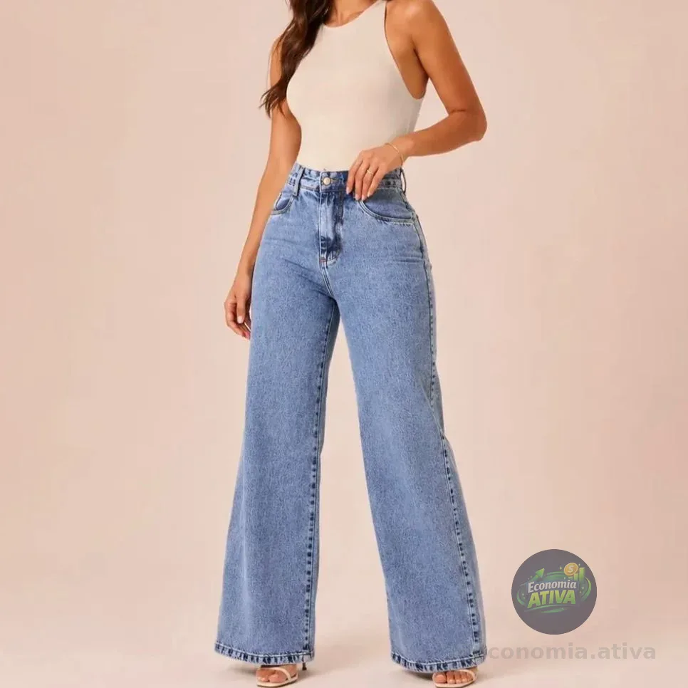 Calça Jeans Pantalona Wide Leg