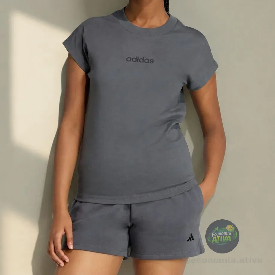 Camiseta Essentials Linear adidas Cinza