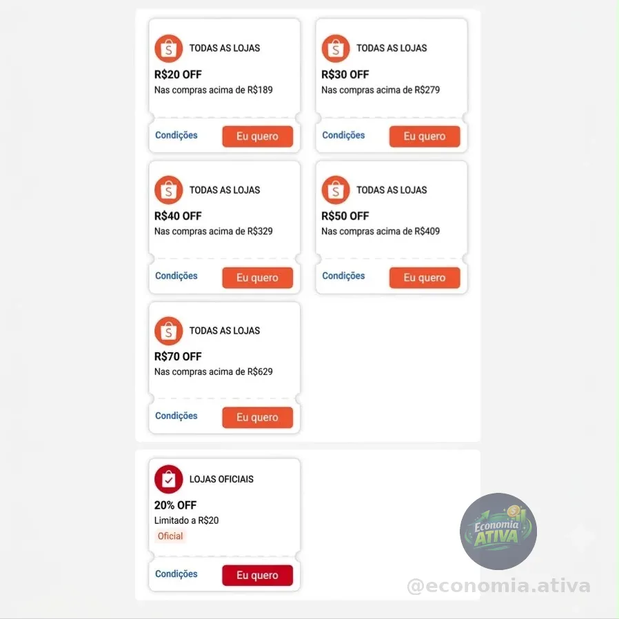 NOVOS CUPONS NA SHOPEE!