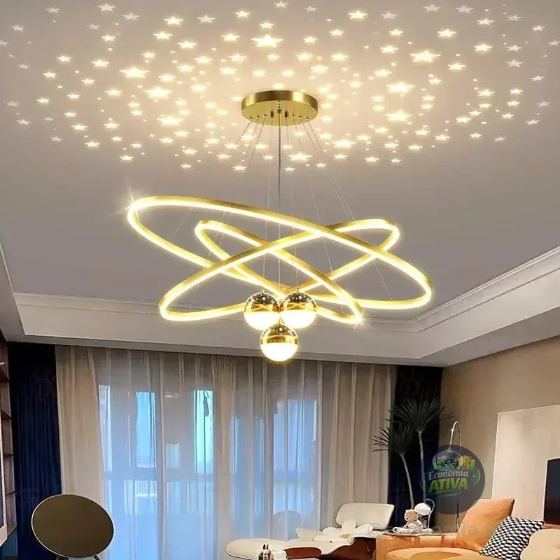 Luminárias Led Lustre 60w 127/220v Dourado