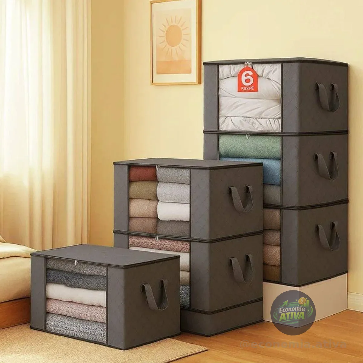 Kit 6 Sacos Organizadores Multiuso Dobrável
