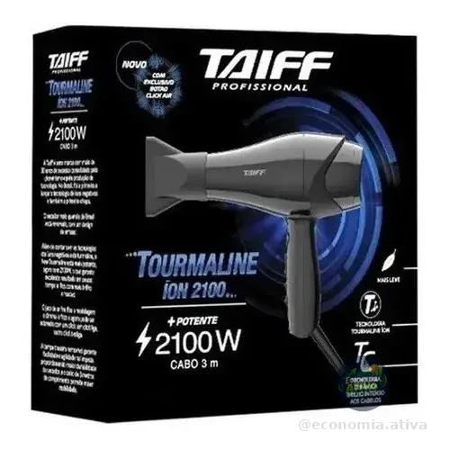 Secador Taiff Tourmaline Íon 2100w  Alta Performance Preto 127v
