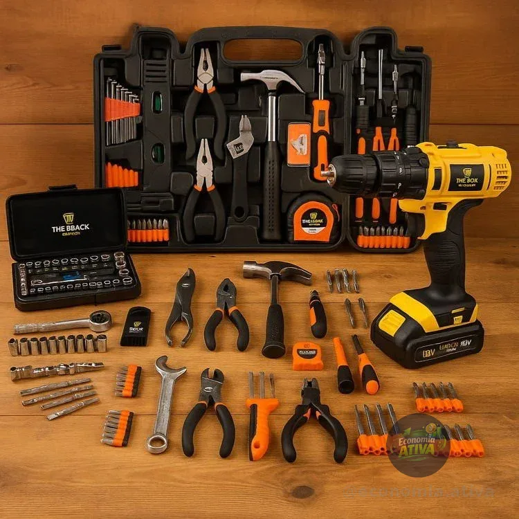 Kit Ferramentas 169 Peças + Parafusdeira 12v