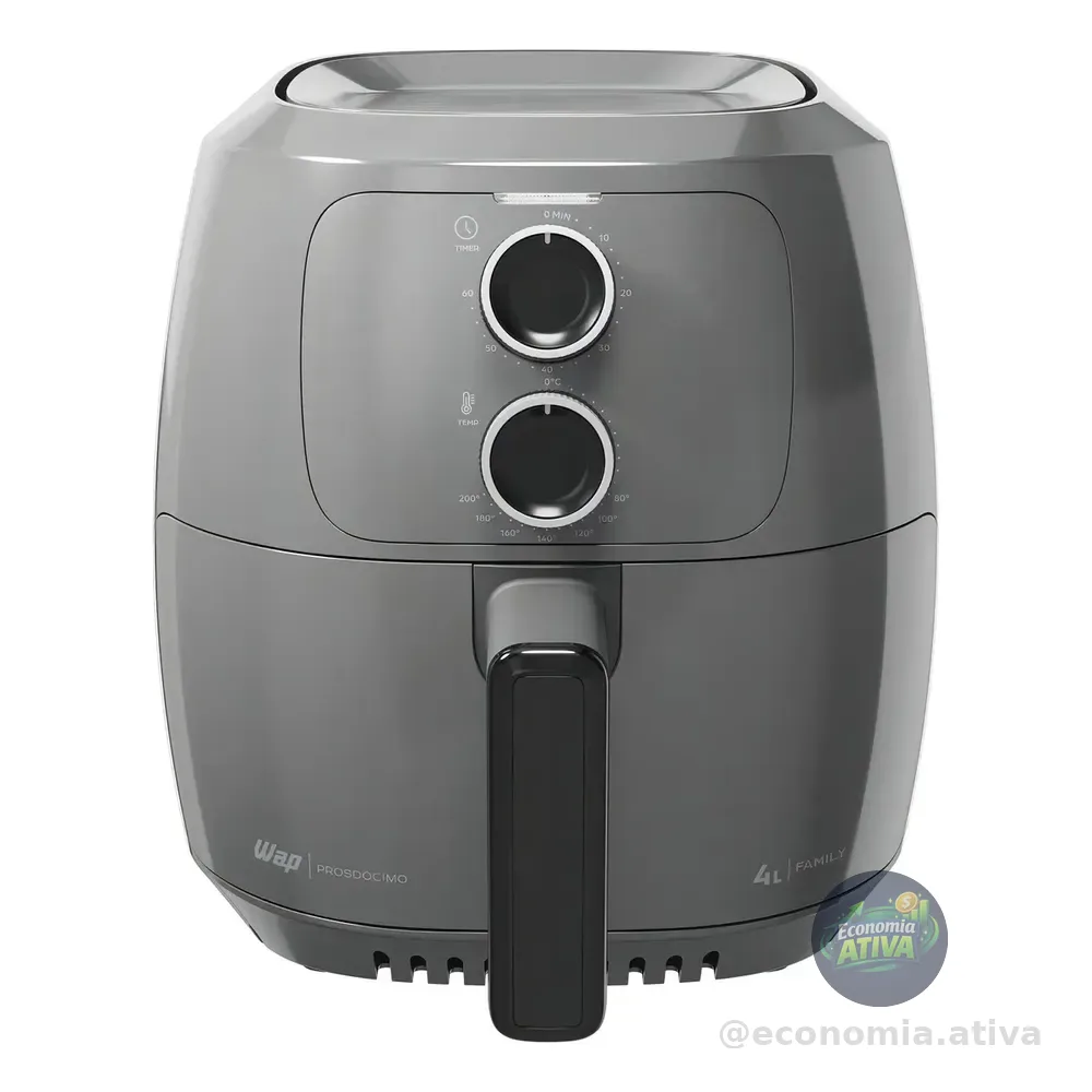 Fritadeira Elétrica Air Fryer Wap Waff2-c Family 4 Litros Antiaderente Cinza 220v