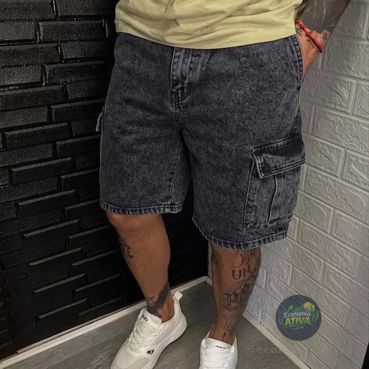 Shorts Jeans Cargo Estonado