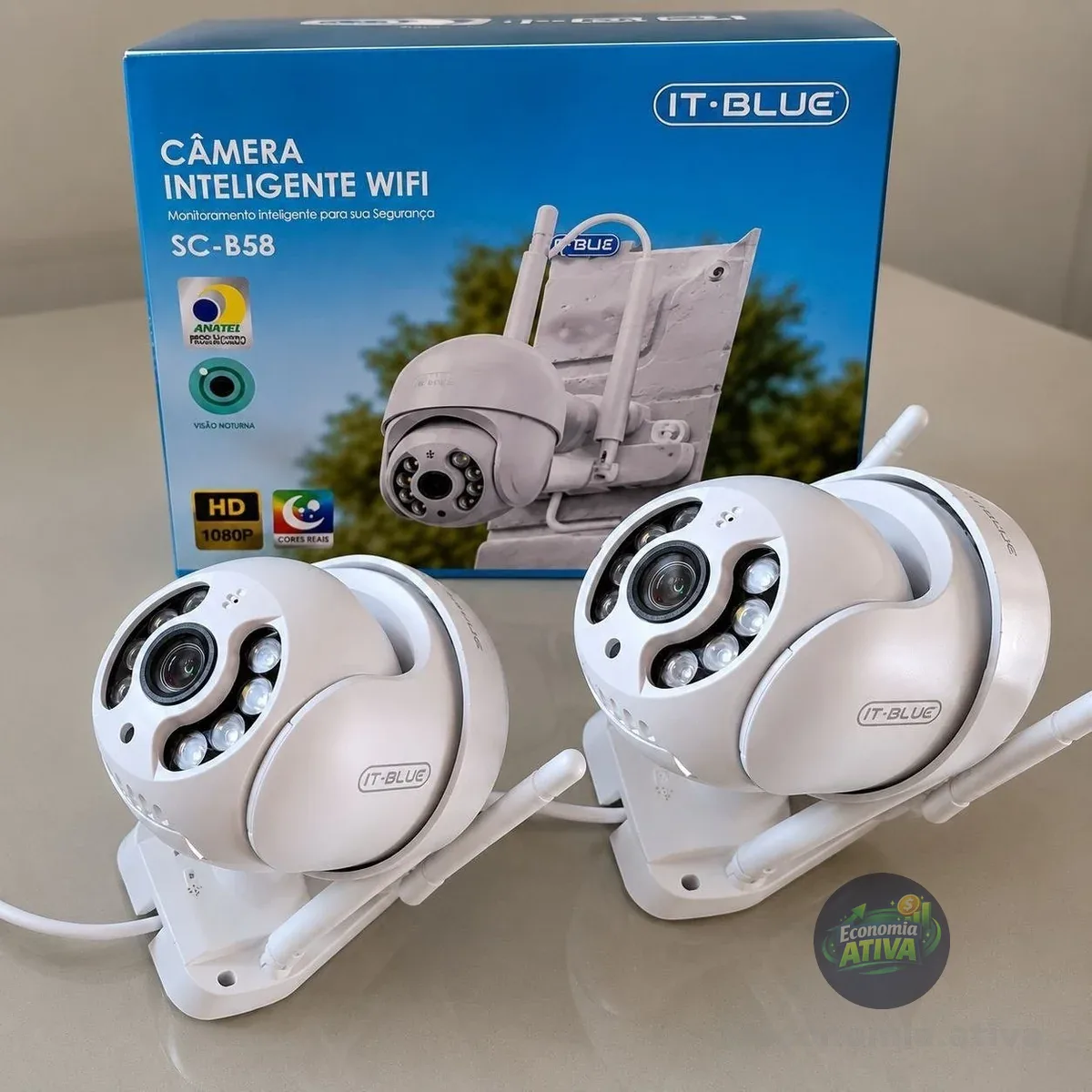 Kit 2 Câmeras De Segurança Ip Wifi A8 Full Hd Icsee Ptz 355°