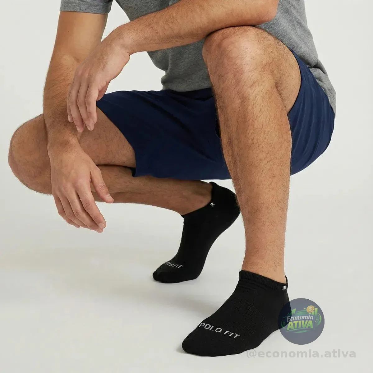 Kit 6 Pares Meias Polo Fit Cano curto Algodão