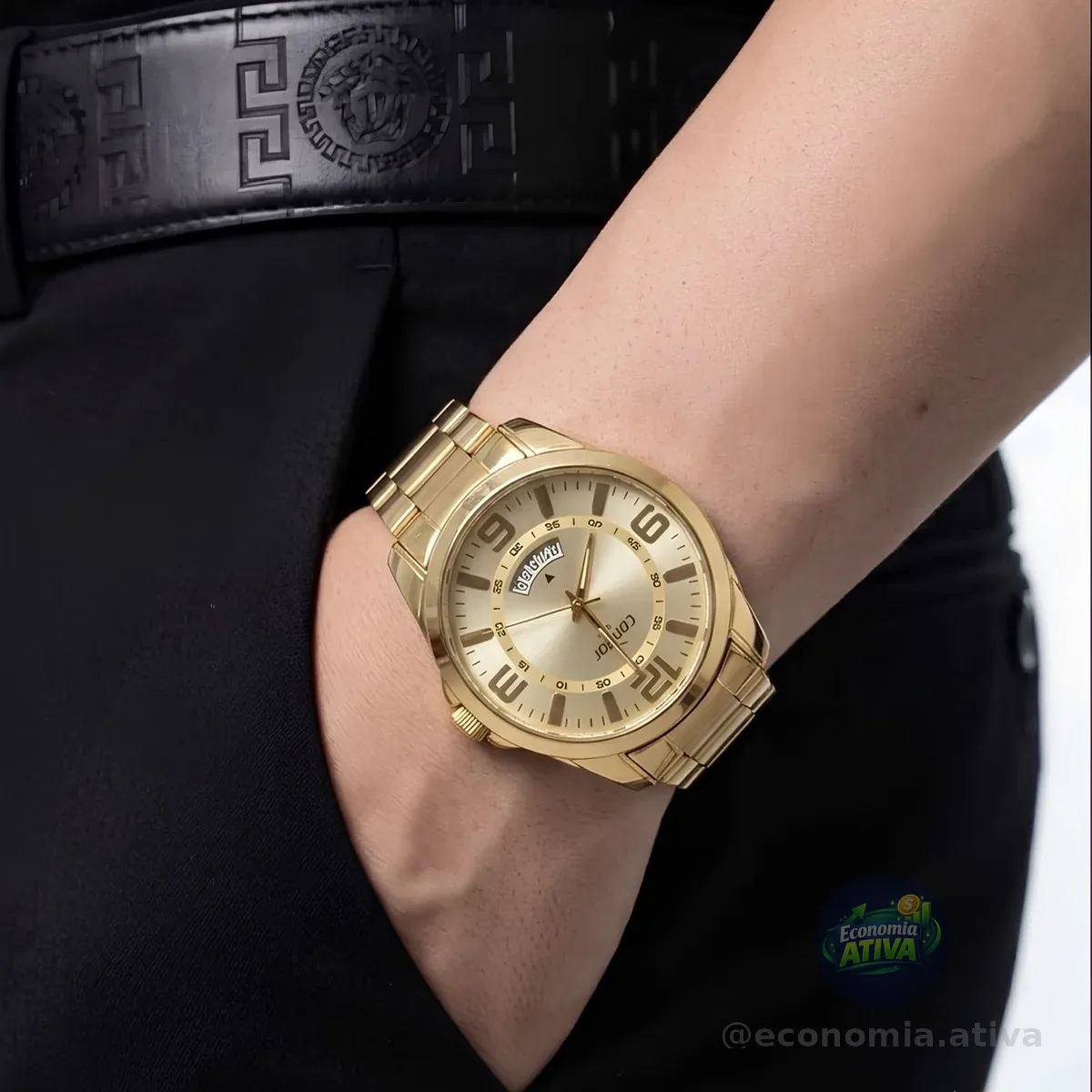 Relógio Condor Masculino Dourado Aço