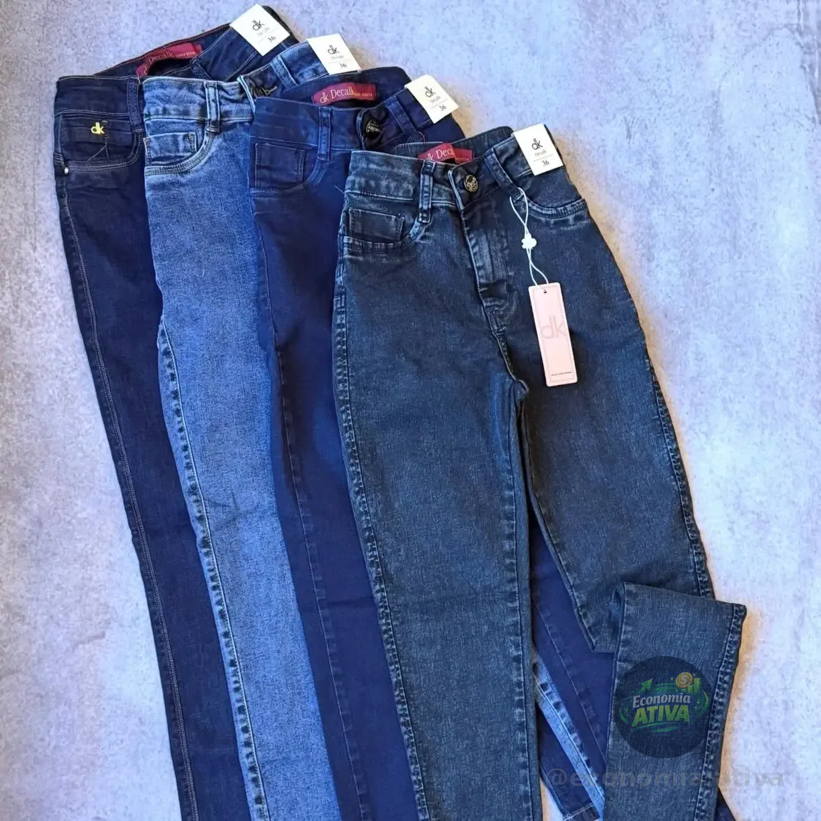 Kit 3 Calças Jeans Feminina Básicas Cós Alto