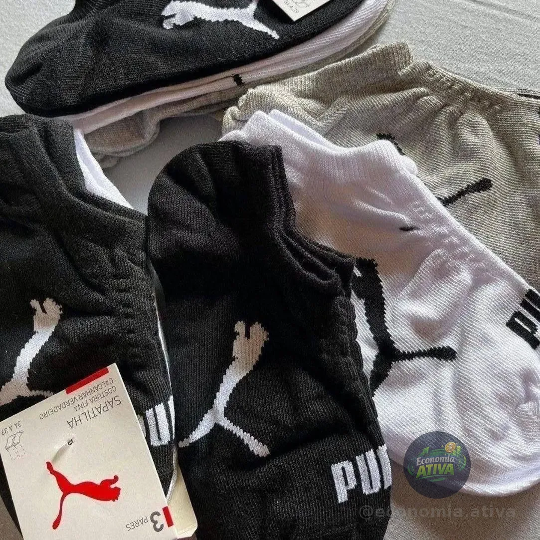 Kit 9 Pares Meias Invisível Puma Sapatilha