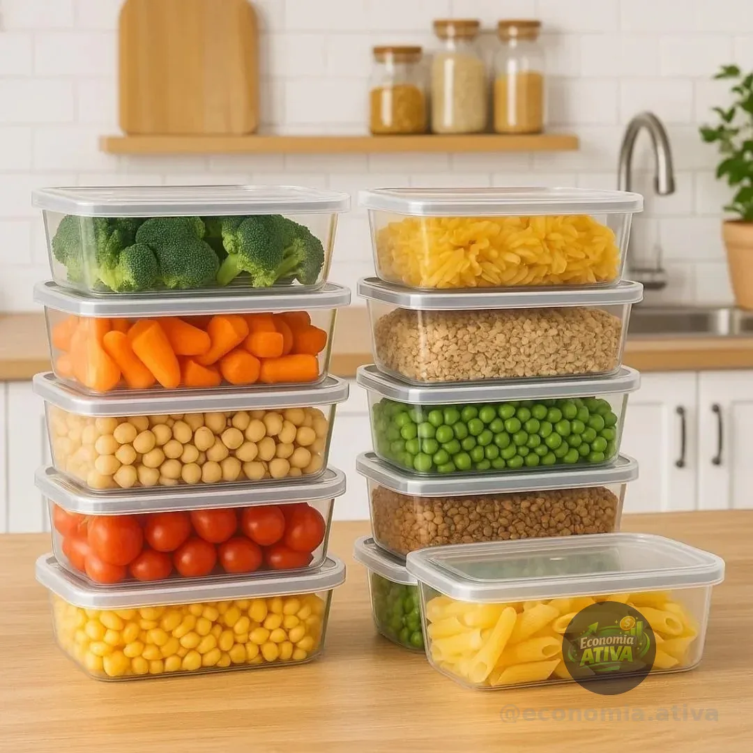 Kit 10 Potes 500ml Bpa Free Freezer Microondas Reutilizável