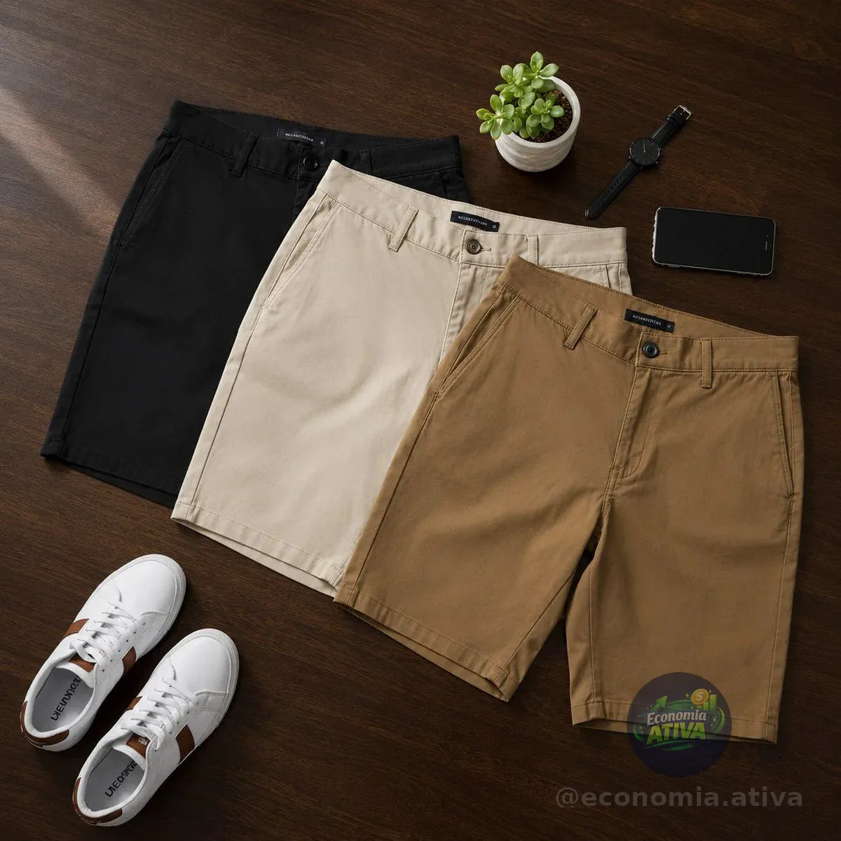 Kit 3 Bermuda Masculina Sarja Short Jeans Social Brim Lisa