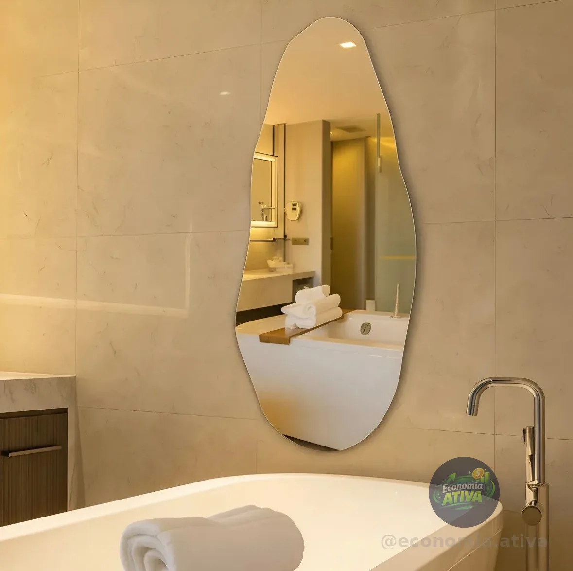 Espelho Orgânico 70cm Decoração Lapidado