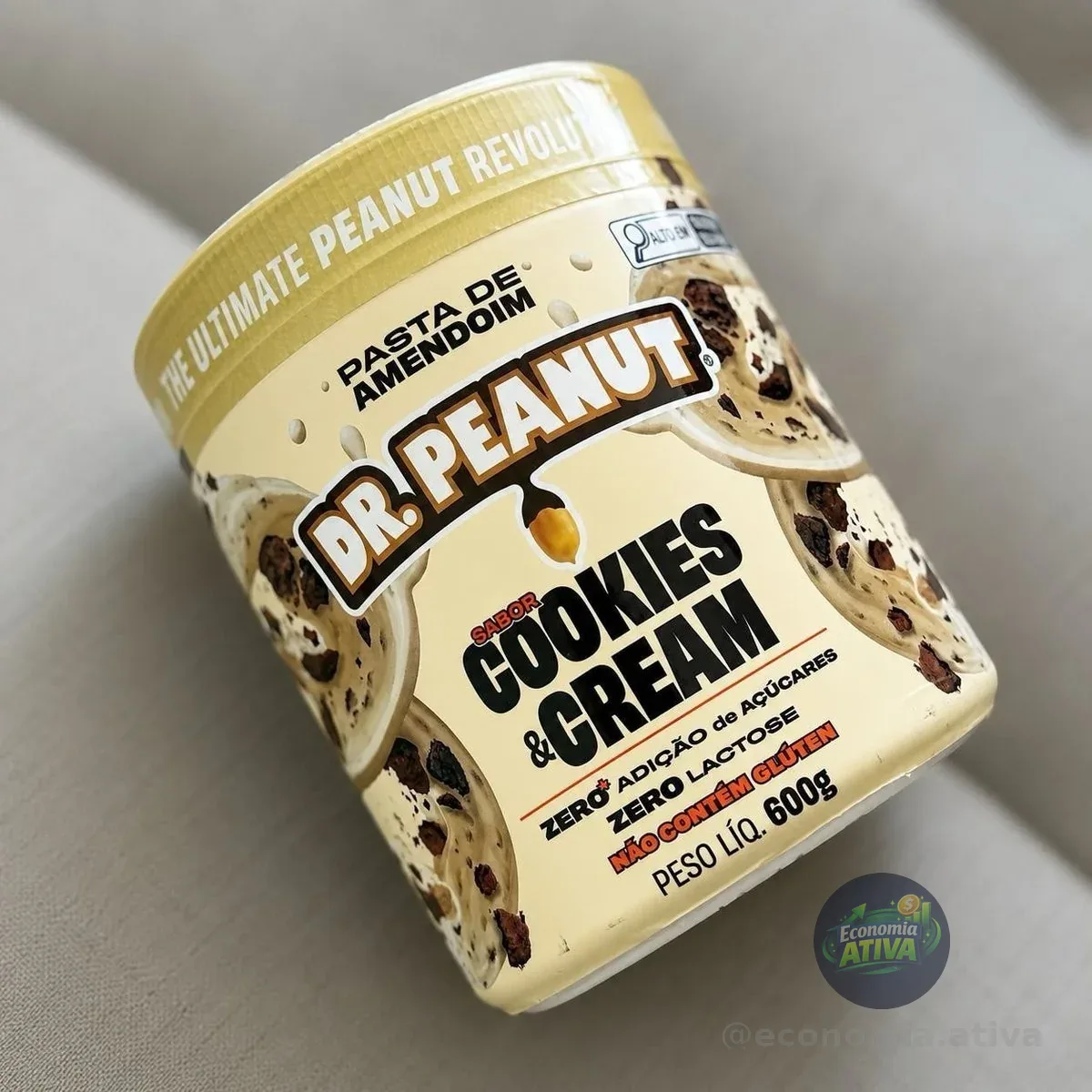 Pasta De Amendoim Dr. Peanut Sabor Cookies & Cream De 600g