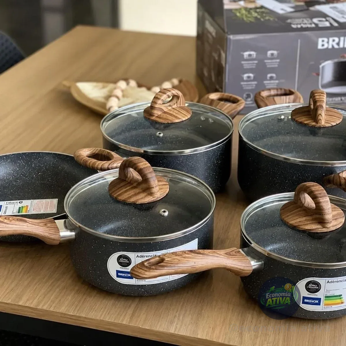Jogo De Panelas Brinox Antiaderente Ceramic Indução 5 Peças