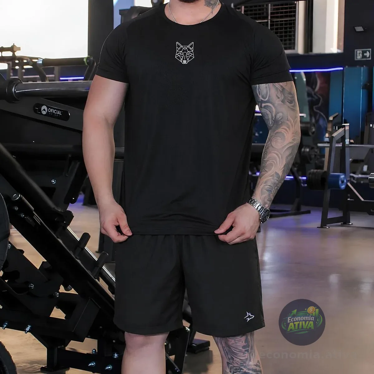 Kit Bermuda Lobo + Camisa Lobo Dry Fit