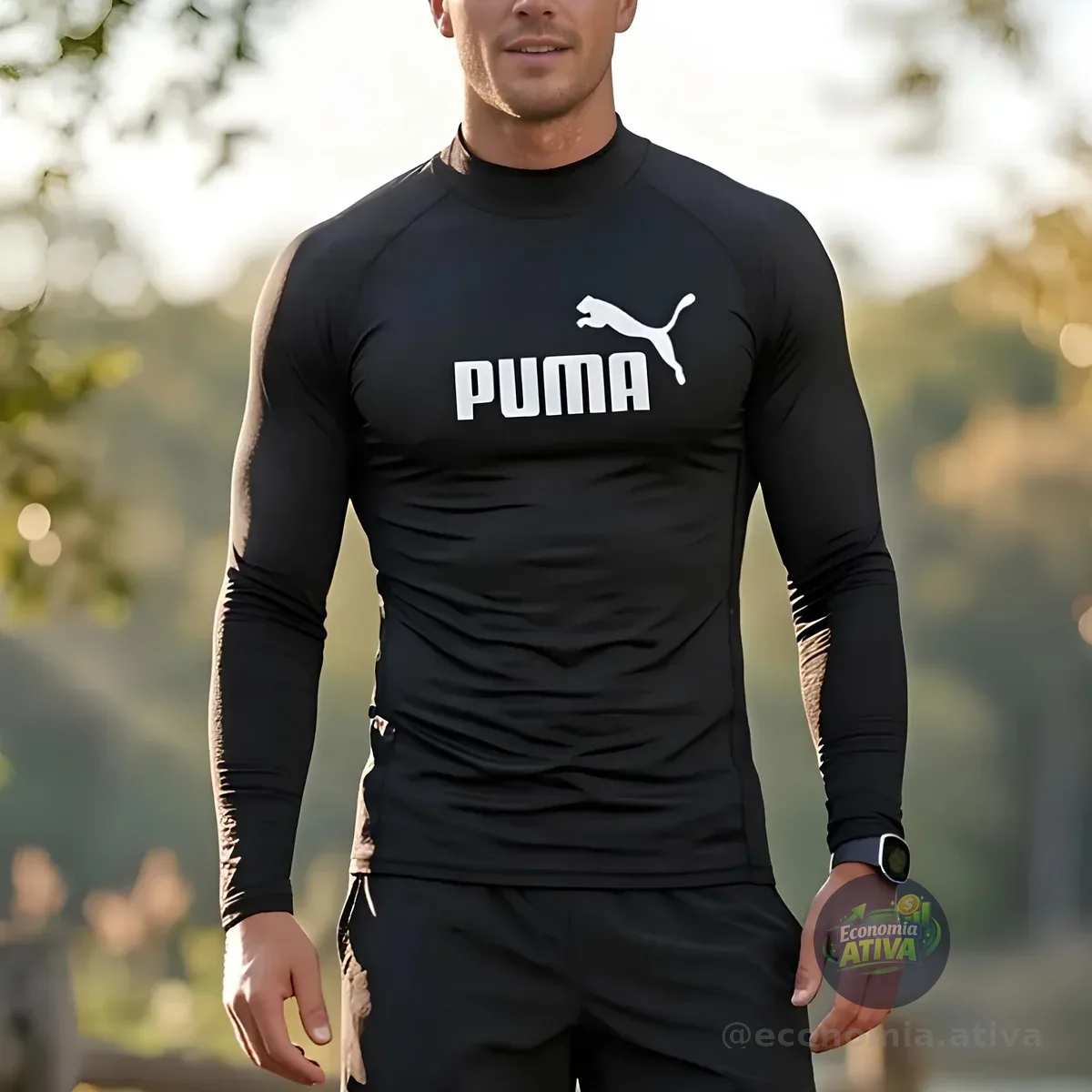 Camiseta Térmica Puma Manga Longa Proteção Uv50+ Masculina
