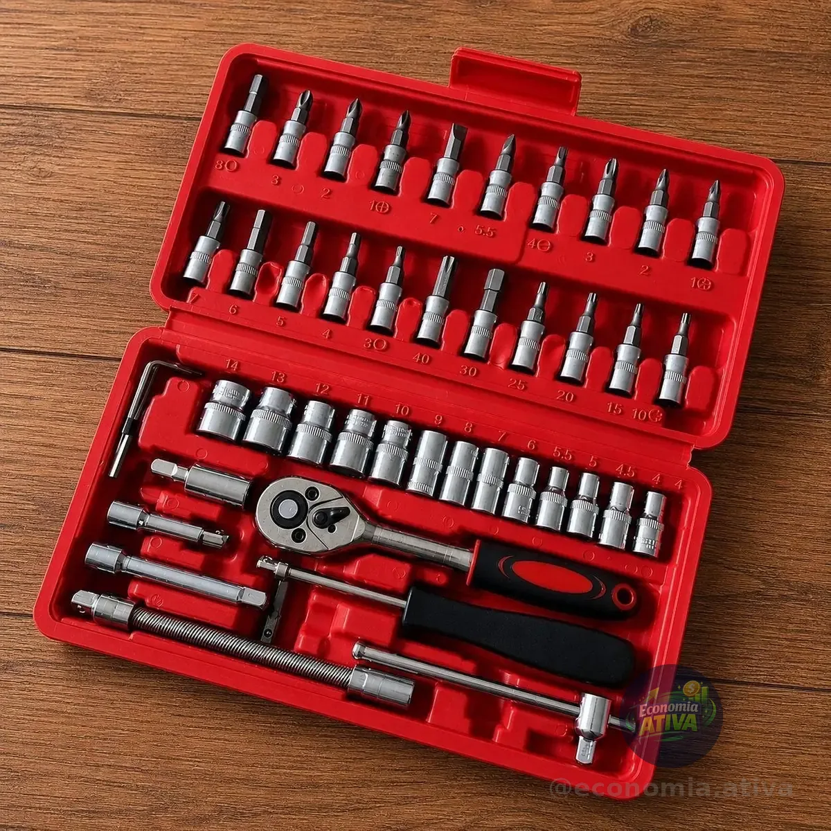 Kit 46 Peças Jogo De Chave Catraca Soquete com Malete