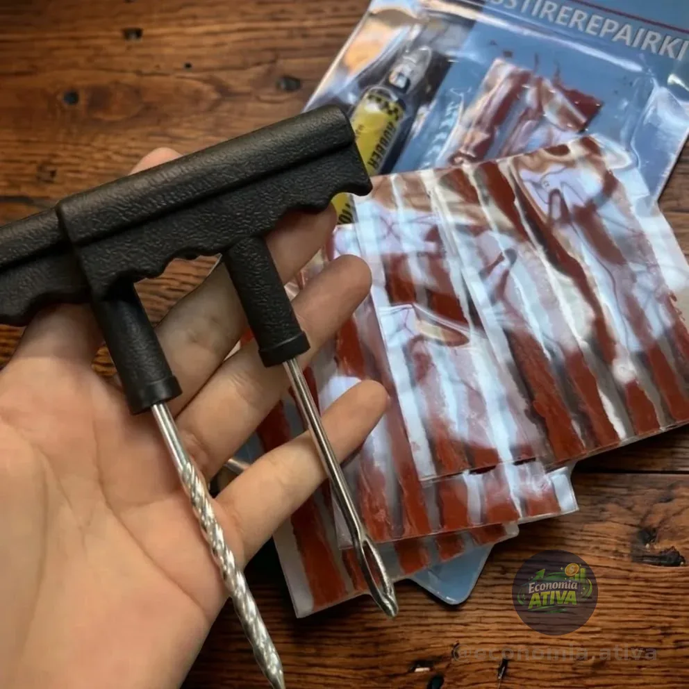 Kit Reparo Pneus 23 Remendo Macarrão Moto Carro Sem Câmara