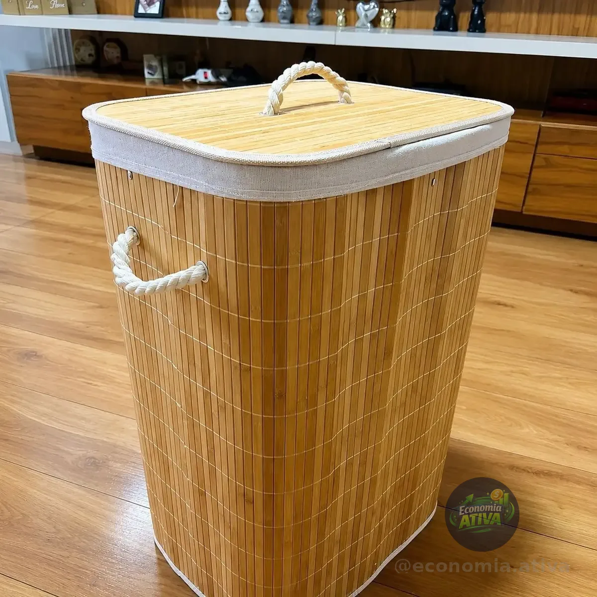 Cesto De Roupas De Bambu 70L Yikasa