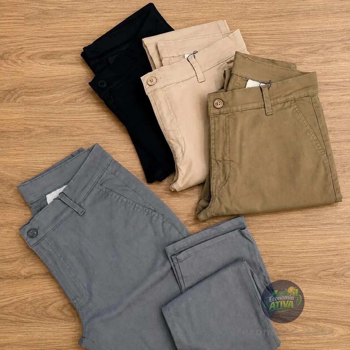 Kit 3 Calças Masculina Sarja Slim Alfaitaria