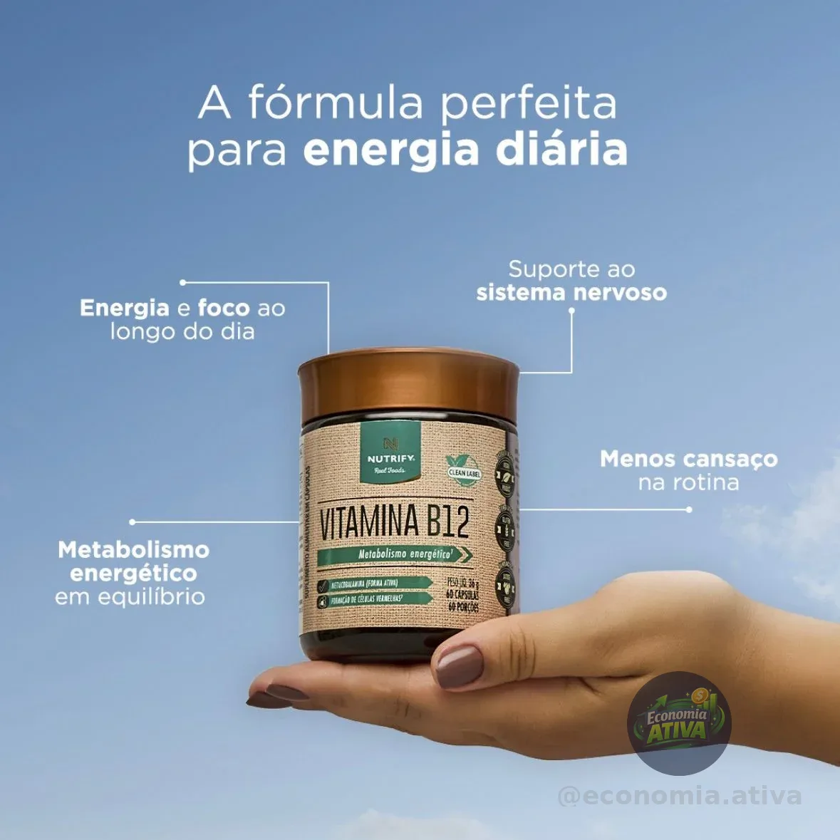 Vitamina B12 Metilcobalamina 414% 60caps Nutrify