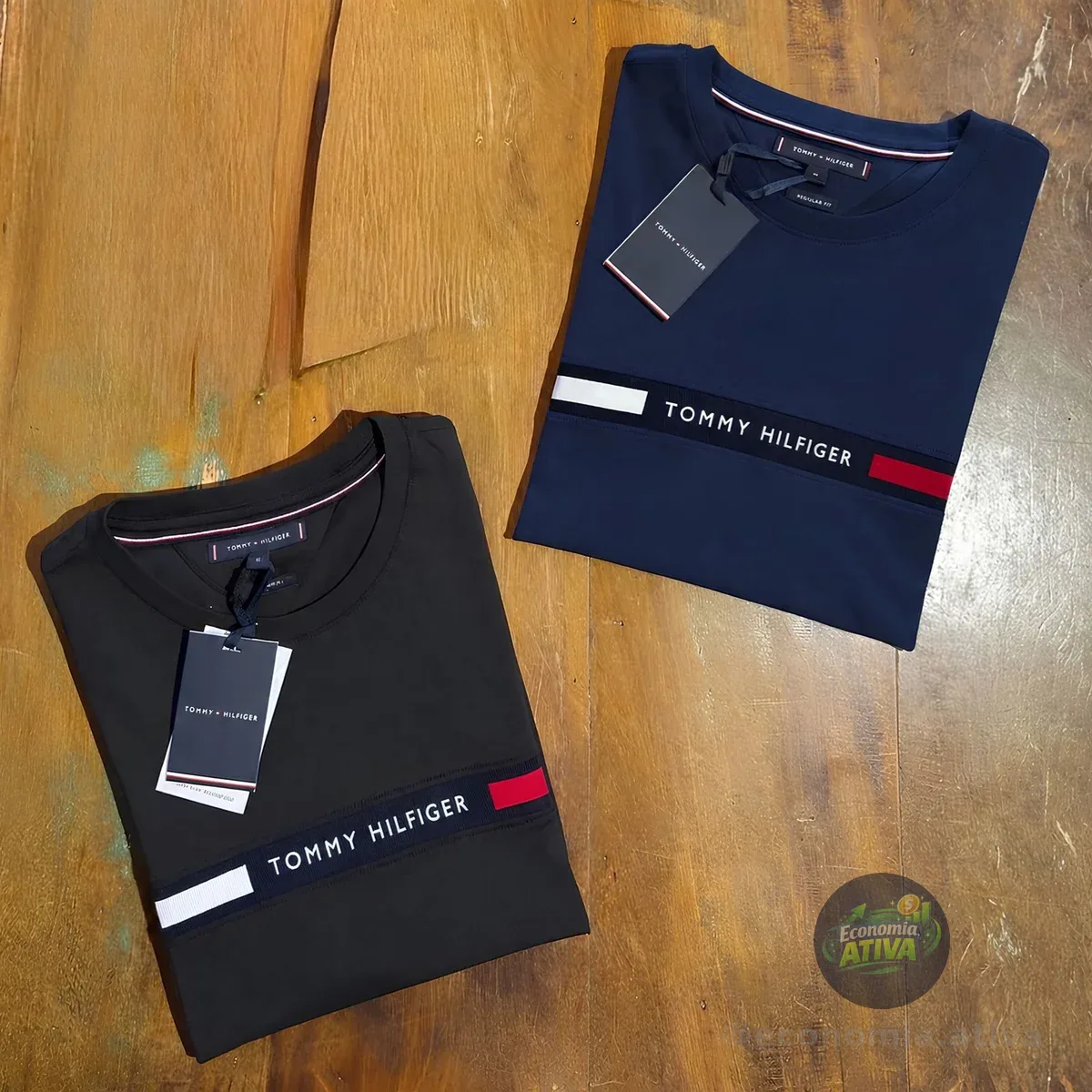 Kit Camisetas Tommy Hilfiger Insert Azul Marinho/preta 2un