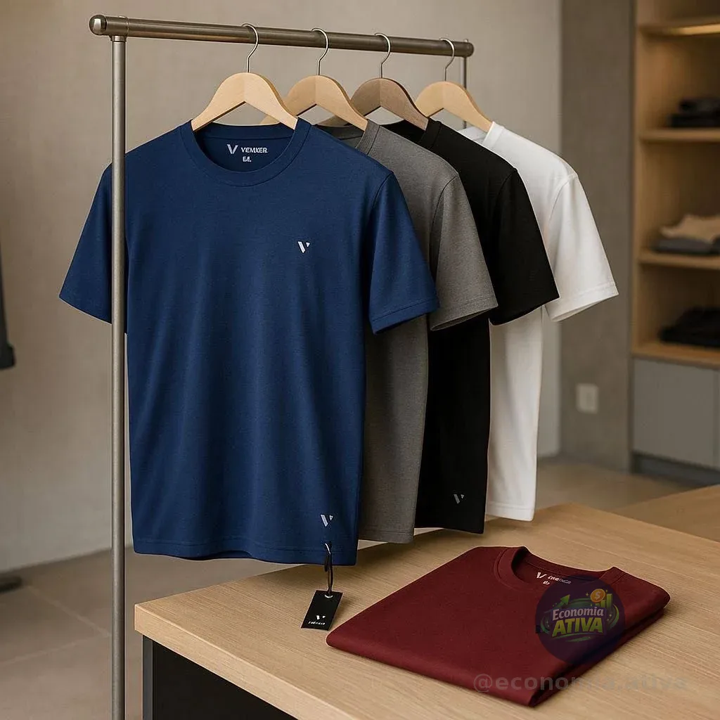 Kit 5 Camisas Camisetas Masculina Slim Voker 100% Original