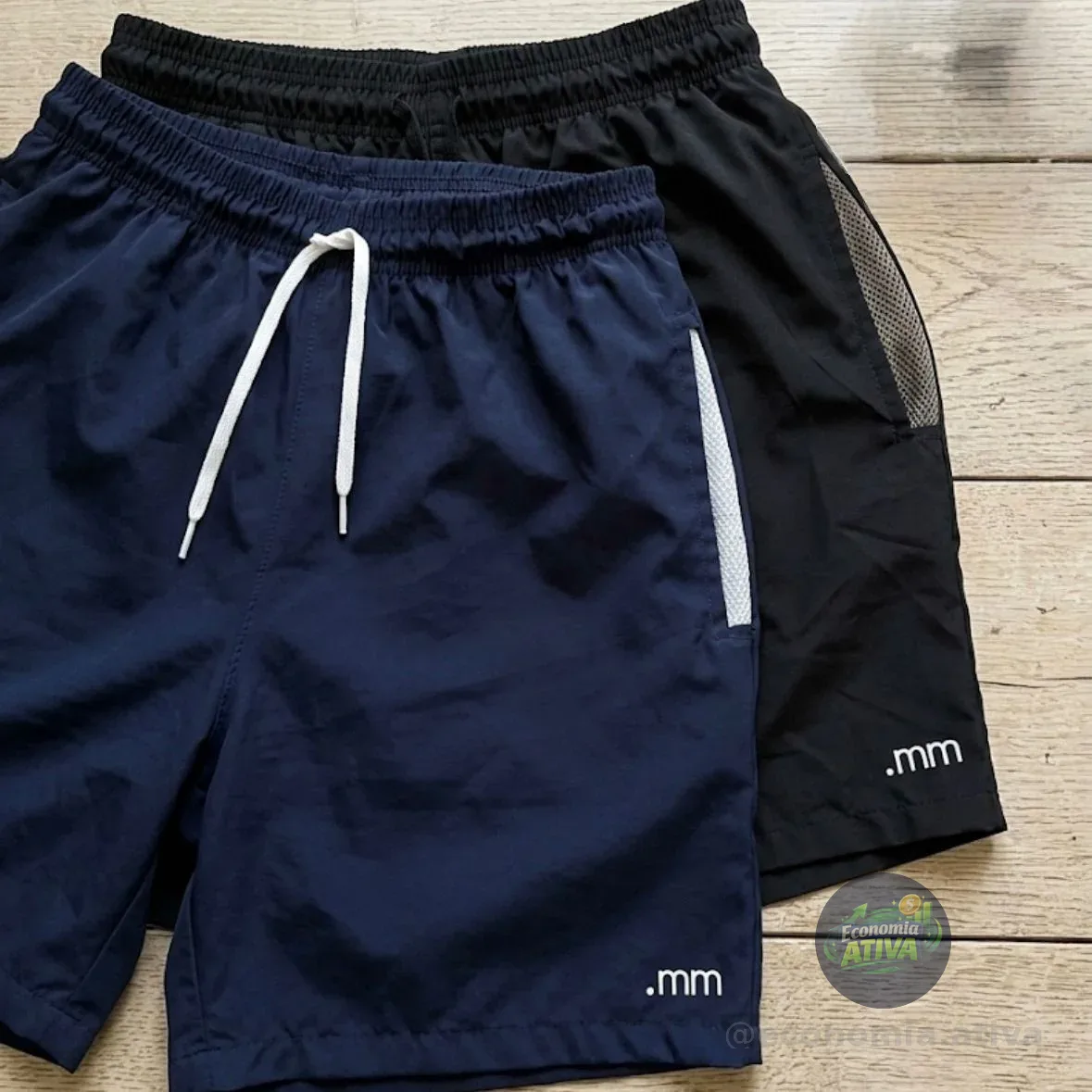 Kit 3 Bermuda Masculina Tactel Com Elastano Academia Treino Preto-marinho-cinza M