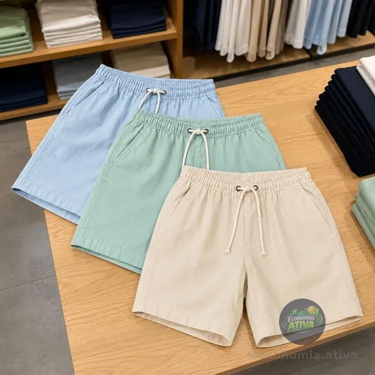 Kit 3 Bermuda Linho Masculino