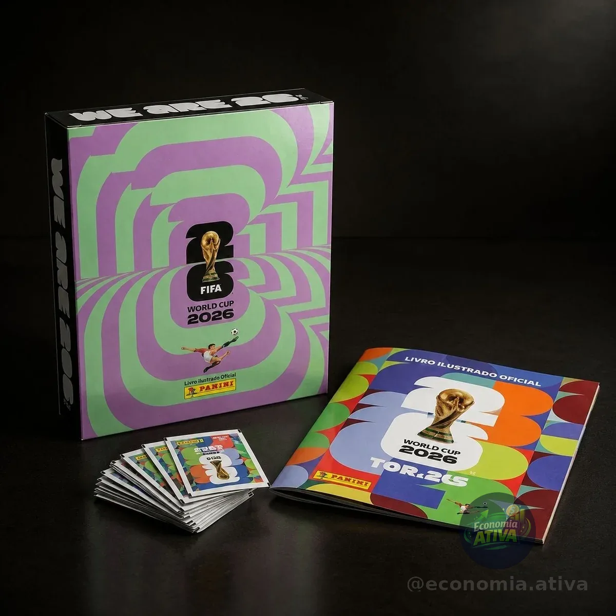 Box Fliptop C/ 1 Álbum Brochura + 30 Envelopes de Figurinhas FIFA WORLD CUP 2026™️